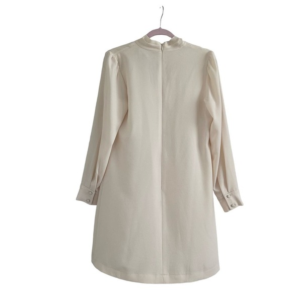 Gal Meets Glam Ines Tie Neck Long Sleeve Shift Dress Cream Sz 6 - Picture 5 of 8